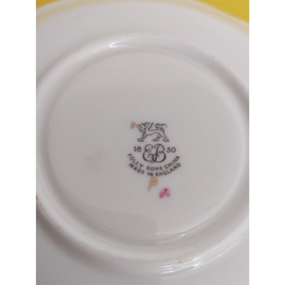 Foley Wide Mouth Teacup and Saucer, Fruit & Floral Bouquet, Gold Accents England - Picture 9 of 10